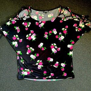 Express Floral Top with Strappy Shoulders
